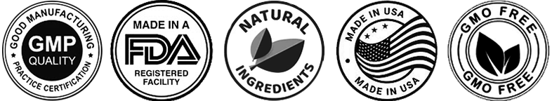 Made in USA, FDA, and Natural Badges